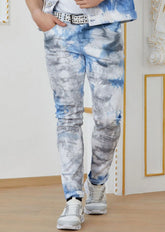 Cloud Tie-Dye Slim Straight Jeans